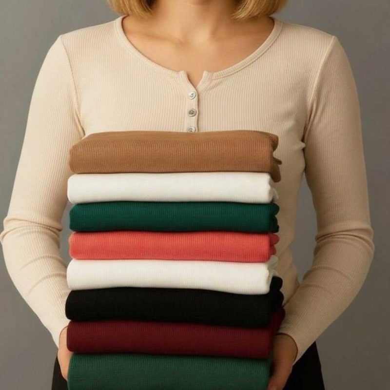 بلوز یقه ۳ دکمه عمده (پک 5 عددی)