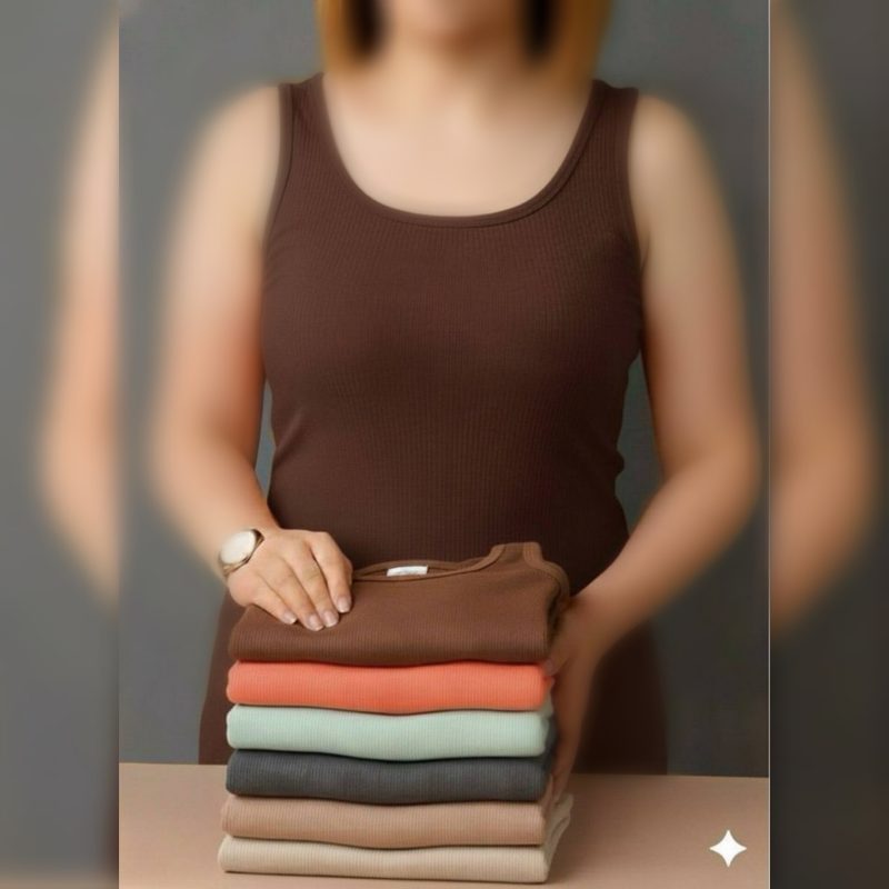 تاپ رکابی بیسیک یقه گرد عمده (پک 7 عددی)