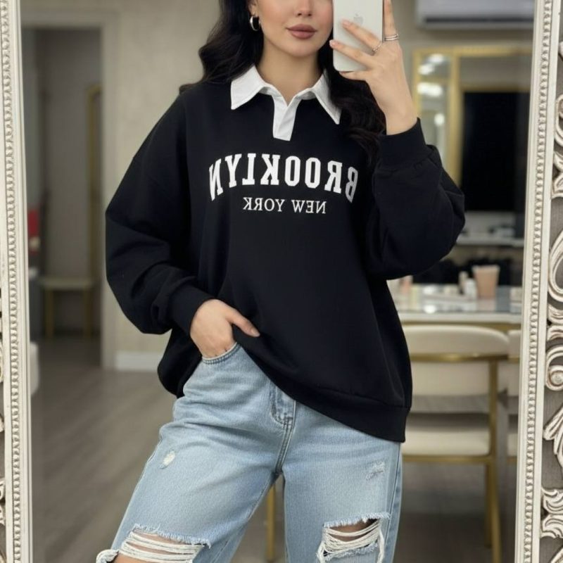 ️بلوز یقه سفید بروکلین عمده (پک 6 عددی)