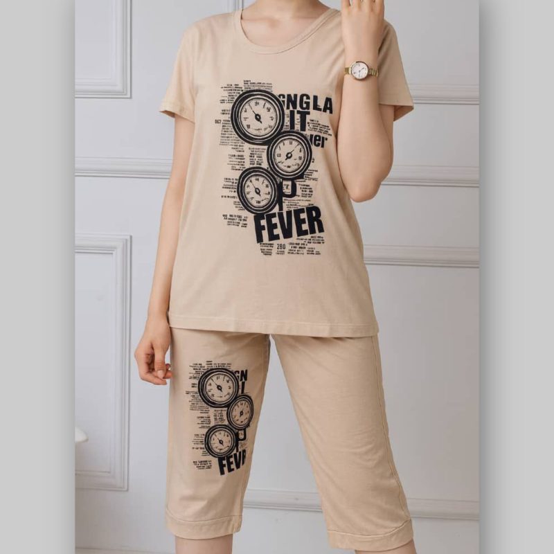 تیشرت شلوارک چاپ ساعت عمده (پک 6 عددی)