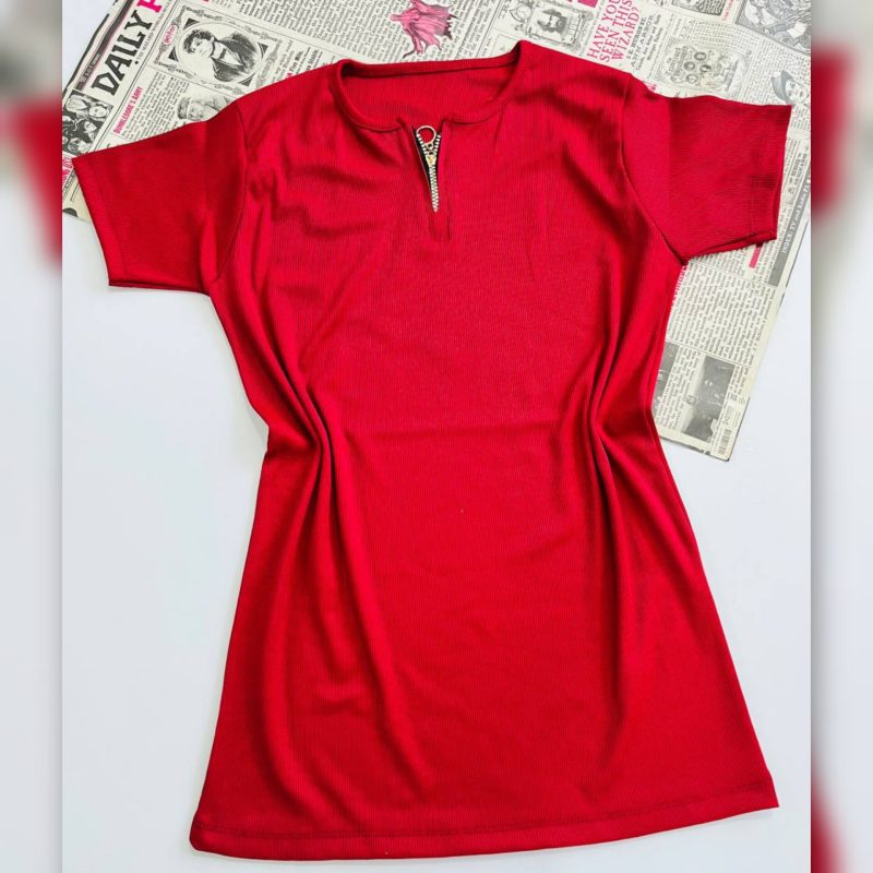 تیشرت نیم آستین نیم زیپ عمده (پک 6 عددی)️