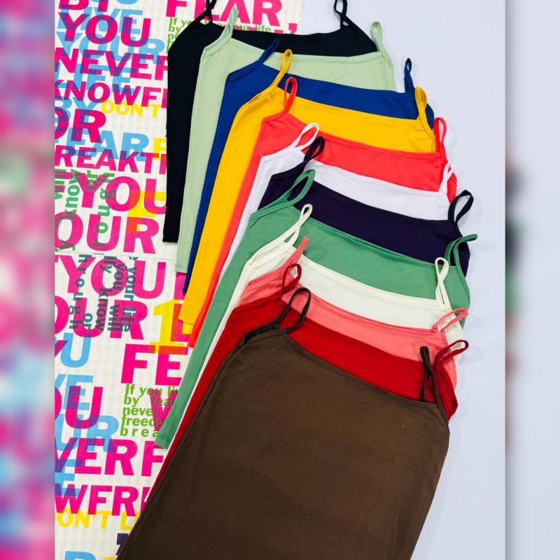 تاپ ۲ بندی رنگی قواره دار عمده (پک 6 عددی)️