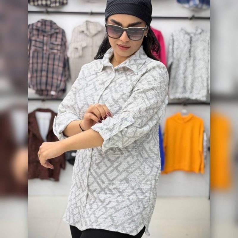 شومیز مانتویی تک جیب فندی عمده (پک 4 عددی)