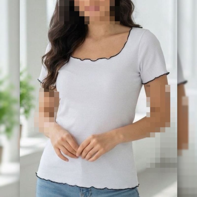 تیشرت یقه خشتی دوخت ژول عمده (پک 6 عددی)