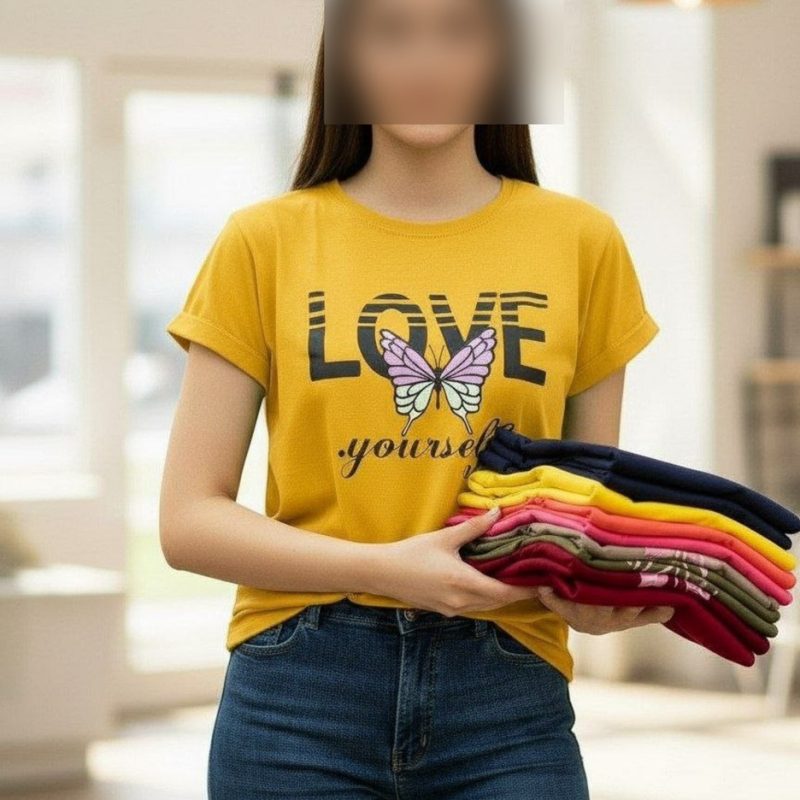 تیشرت استین سرخود LOVE عمده (پک 5 عددی)
