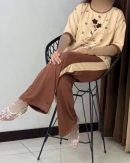 ست تیشرت و شلوار گل برجسته عمده (پک 3 عددی)