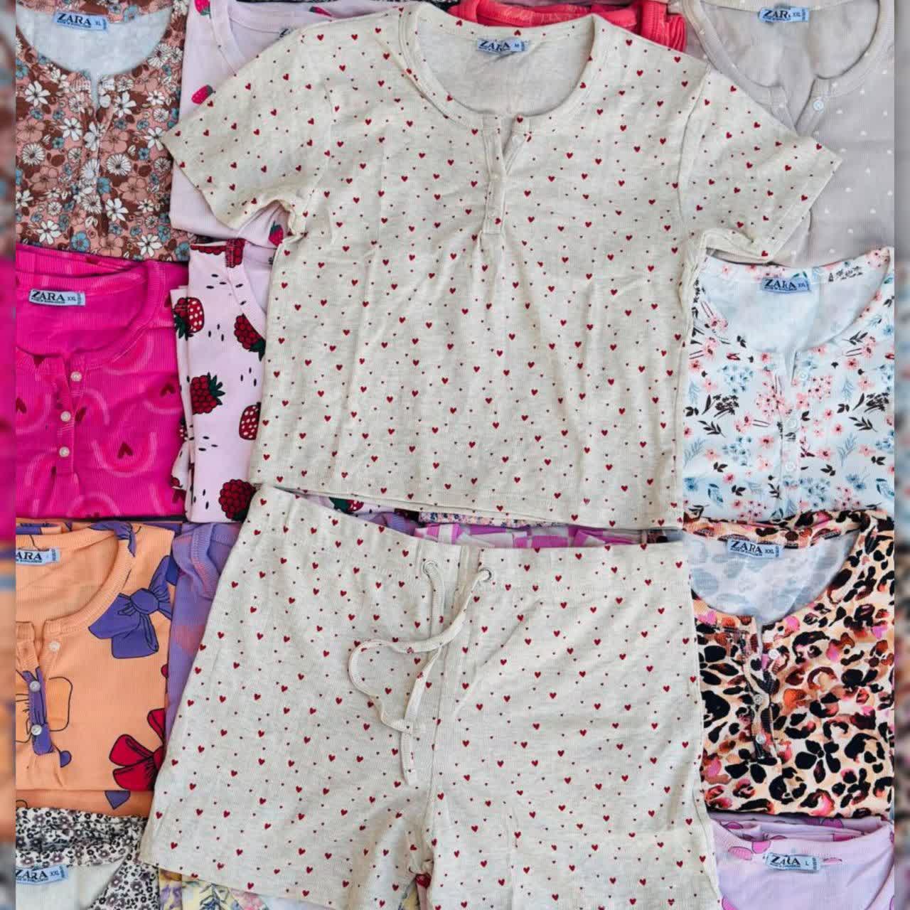 ست کراپ و شورتک zara عمده (پک 6 عددی)